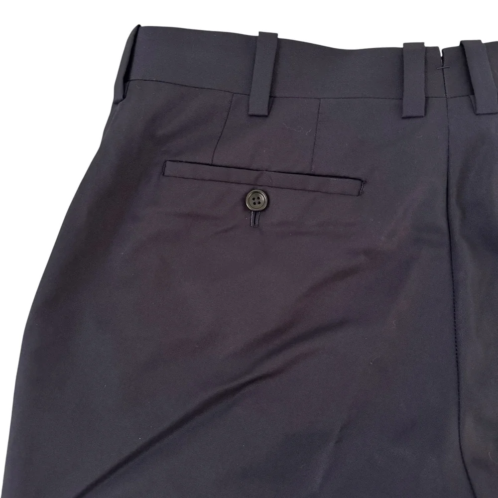 Mark Pomerantz 33x28.5 Navy Blue Wool‎ Flat Front Tailored Men's Dress Pants